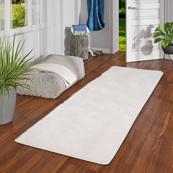 Luxus Hochflor Langflor Teppich Läufer Bilbao Weiss