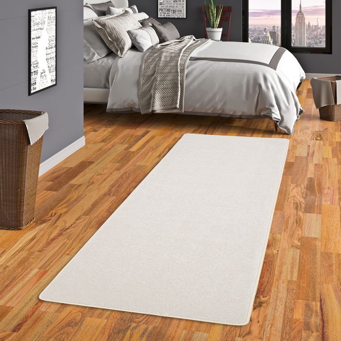 Hochflor Velours Läufer Teppich Luna Weiss