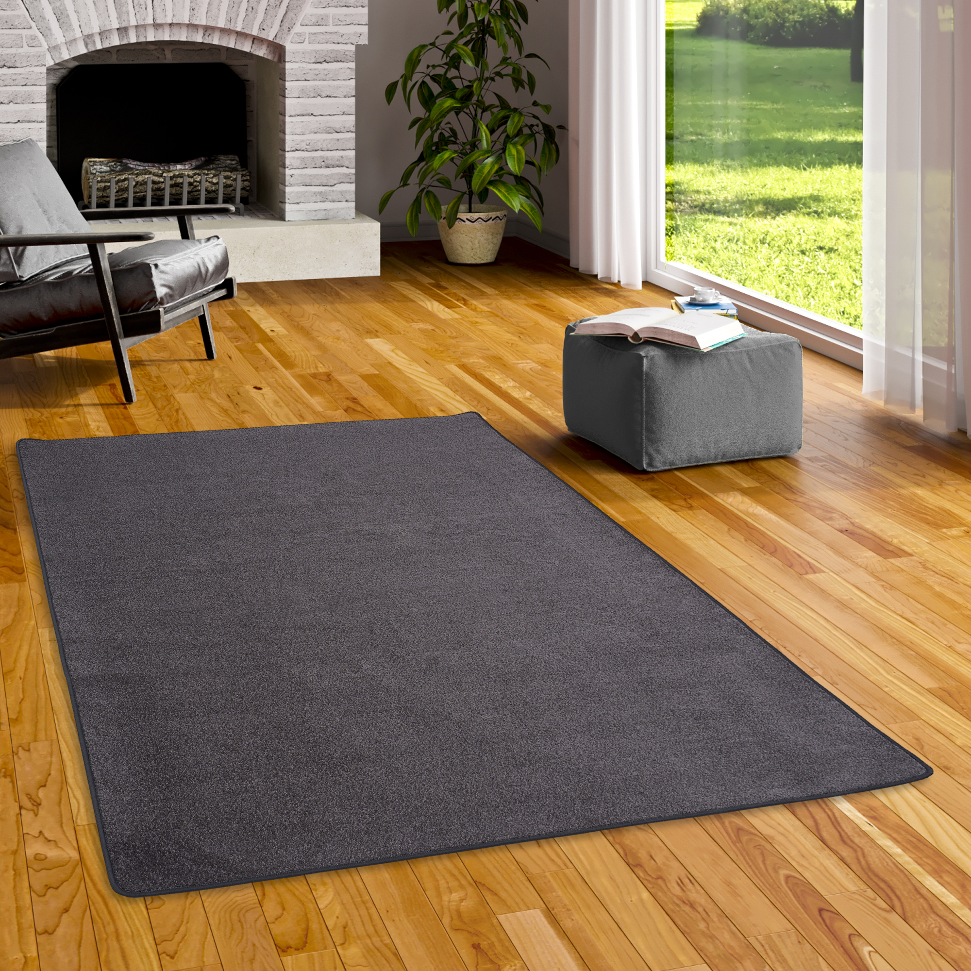 Trend Velours Teppich Kurzflor Einfarbig Modern