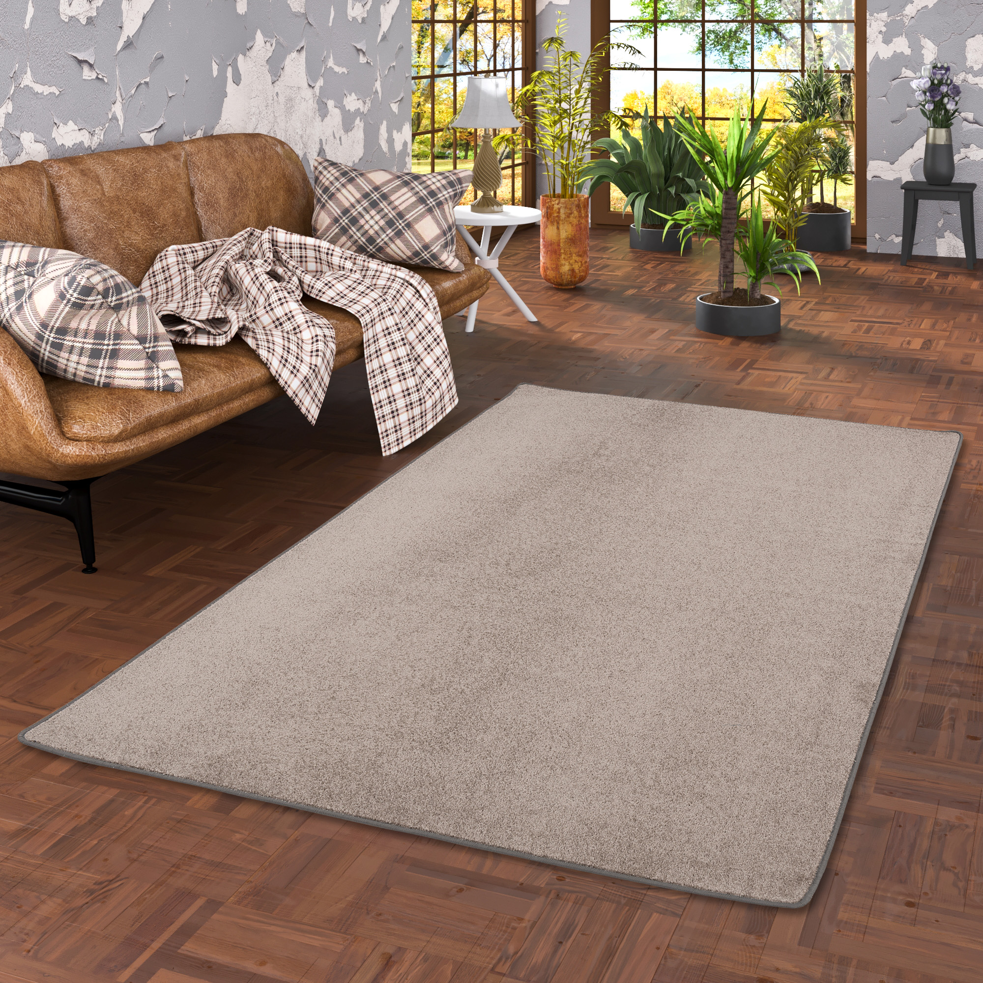 Trend Velours Teppich Kurzflor Einfarbig Modern