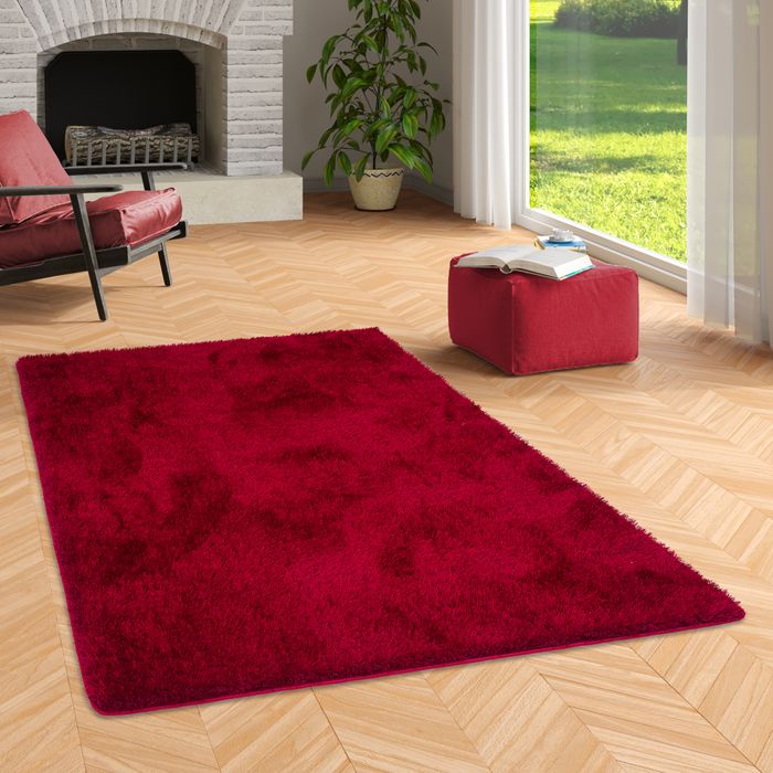 Tapis Shaggy haut velours Luxe Emotion Mélange Rouge