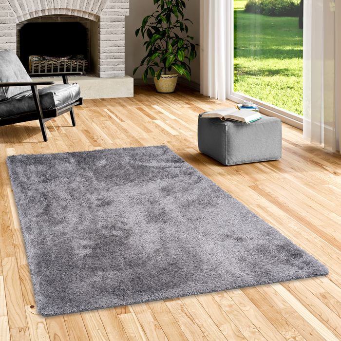 Hochflor Shaggy Teppich Luxus Emotion Mix Silber