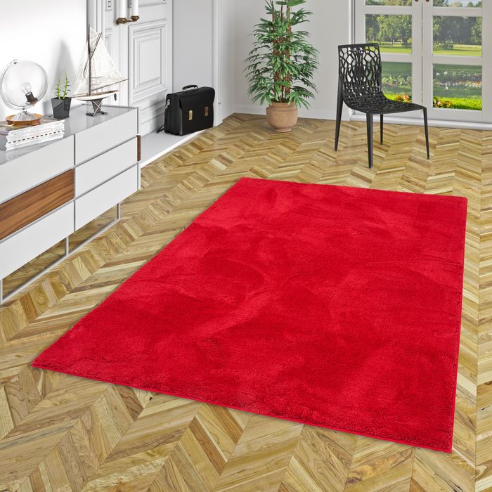 Luxe super doux Tapis à poils longs Silky Rouge vin