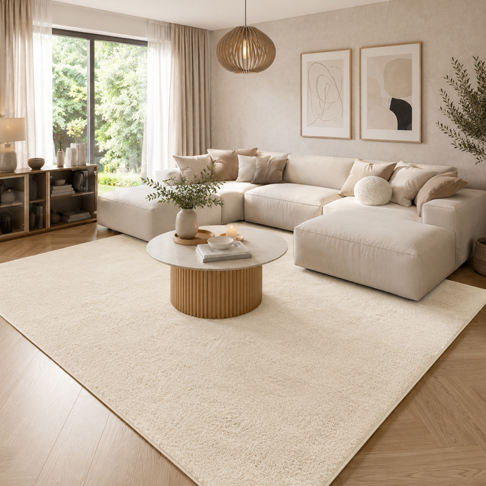Luxus Super Soft Hochflor Teppich Silky Creme
