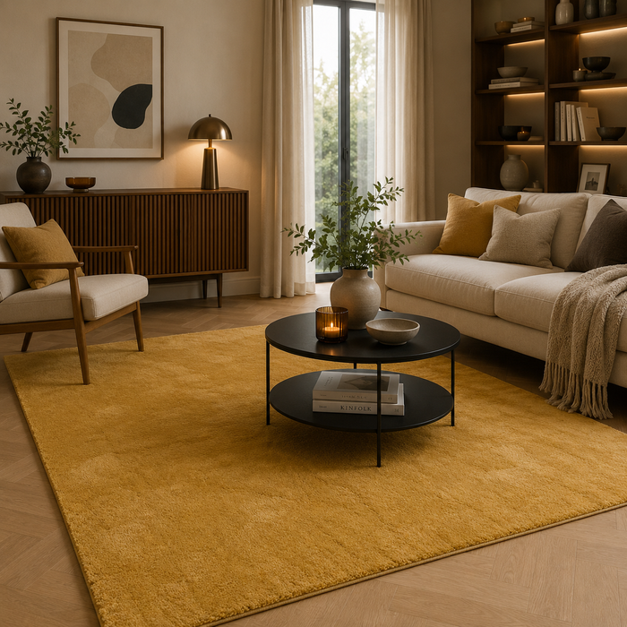 Luxus Super Soft Hochflor Teppich Silky Curry