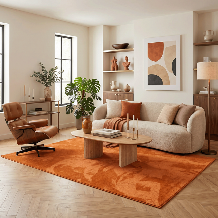 Tapis Shaggy Luxe Ultra Doux à Poils Longs Melia Orange