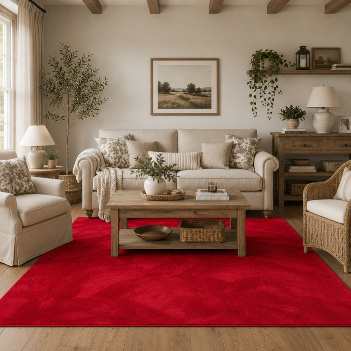 Tapis shaggy luxe ultra doux à poils longs Melia Rouge