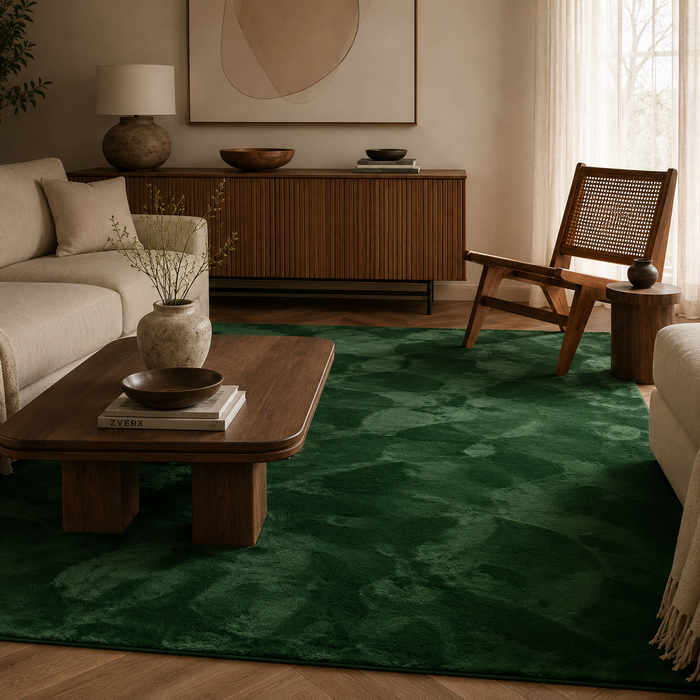 Luxus Super Soft Fellteppich Plush Tannengrün