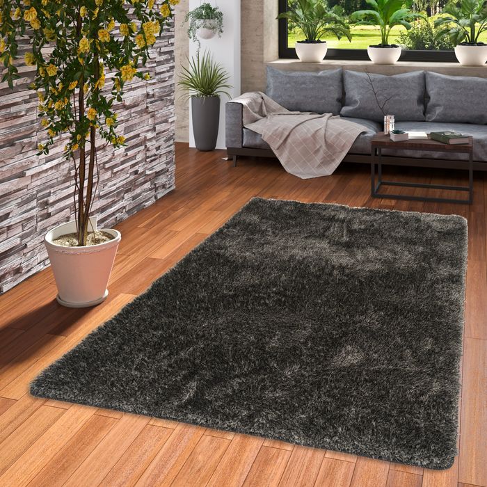 Hochflor Shaggy Teppich Luxus Emotion Mix Anthrazit