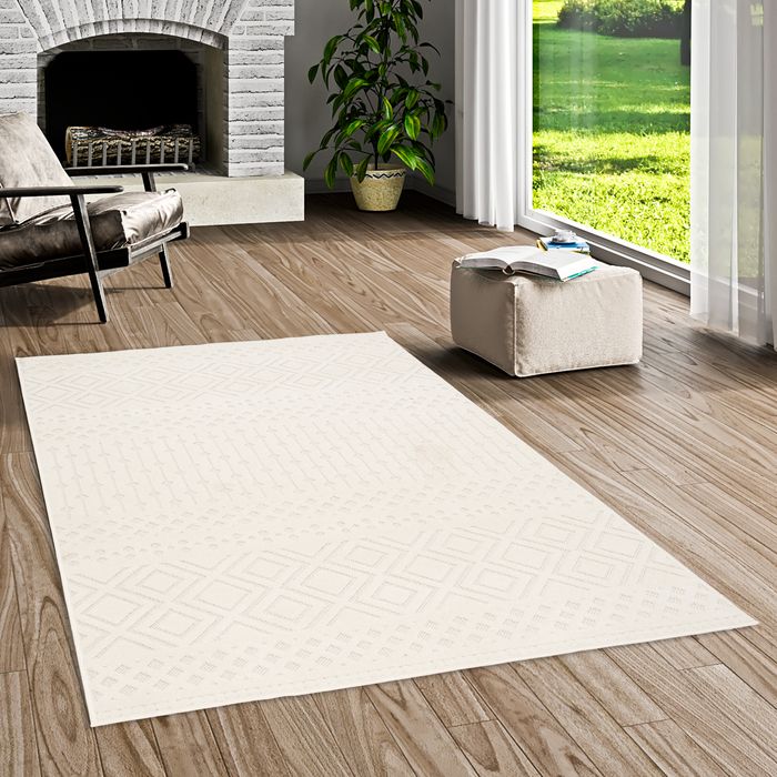 Tapis tissé plat Sevilla Moderne Crème