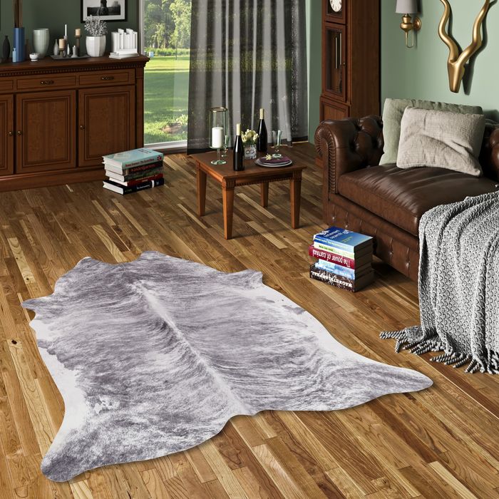 Teppich Kunstfaser Tierfell Rinderfell Optik 