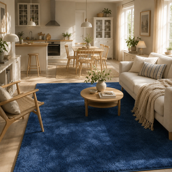 Luxus Super Soft Hochflor Teppich Silky Dunkelblau