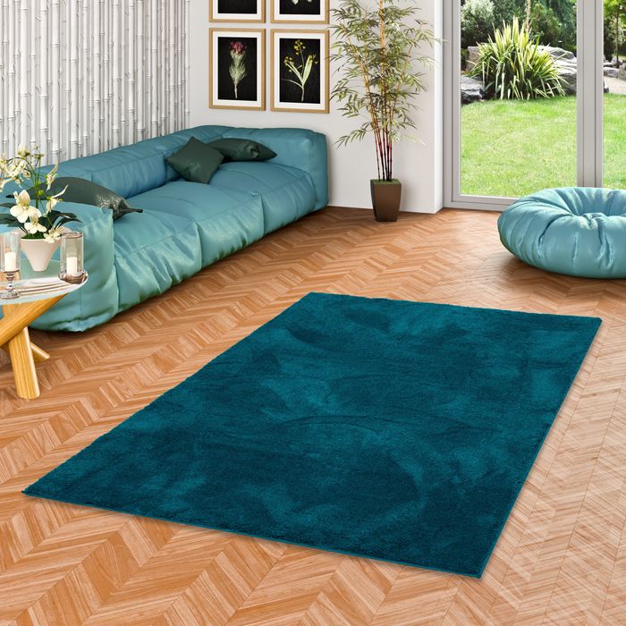 Luxe super doux Tapis à poils longs Silky Pétrole