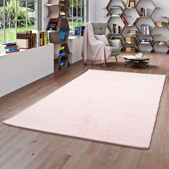 Luxus Super Soft Kunstfell Teppich Plush Pastell Einfarbig