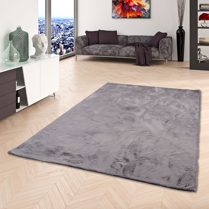 Luxus Super Soft Kunstfell Teppich Plush Einfarbig