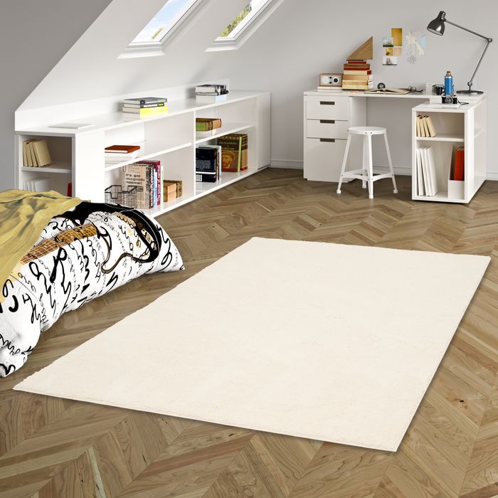 Super doux tapis pour enfants à poils longs Silky Kids Crème