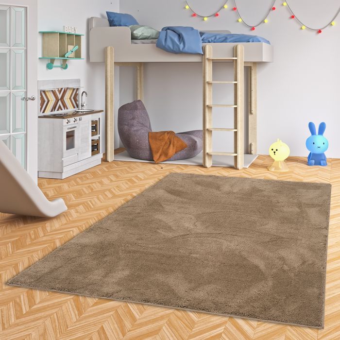 Super doux tapis pour enfants à poils longs Silky Kids Taupe