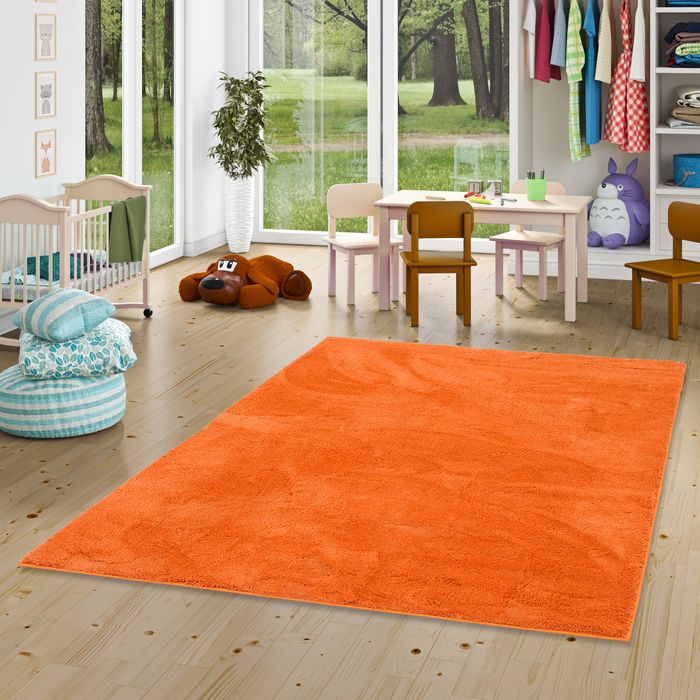 Super doux tapis pour enfants à poils longs Silky Kids Orange