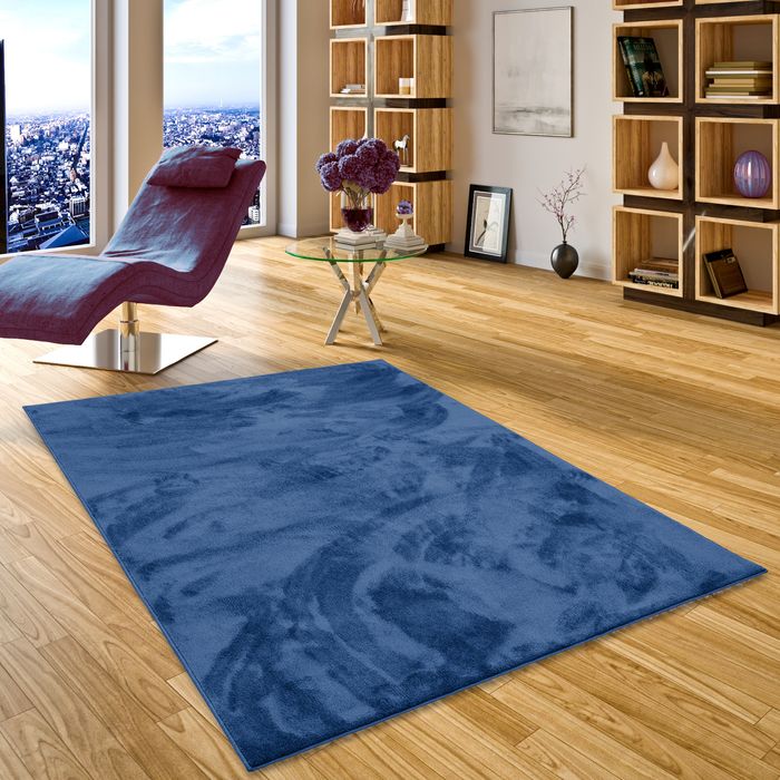 Luxus Super Soft Hochflor Langflor Teppich Deluxe Dunkelblau