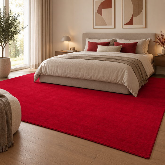 Tapis de Luxe Super Doux à Poils Longs Deluxe Bordeaux