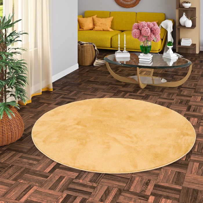 Palace - Tapis Shaggy à poils longs - Curry - Rond