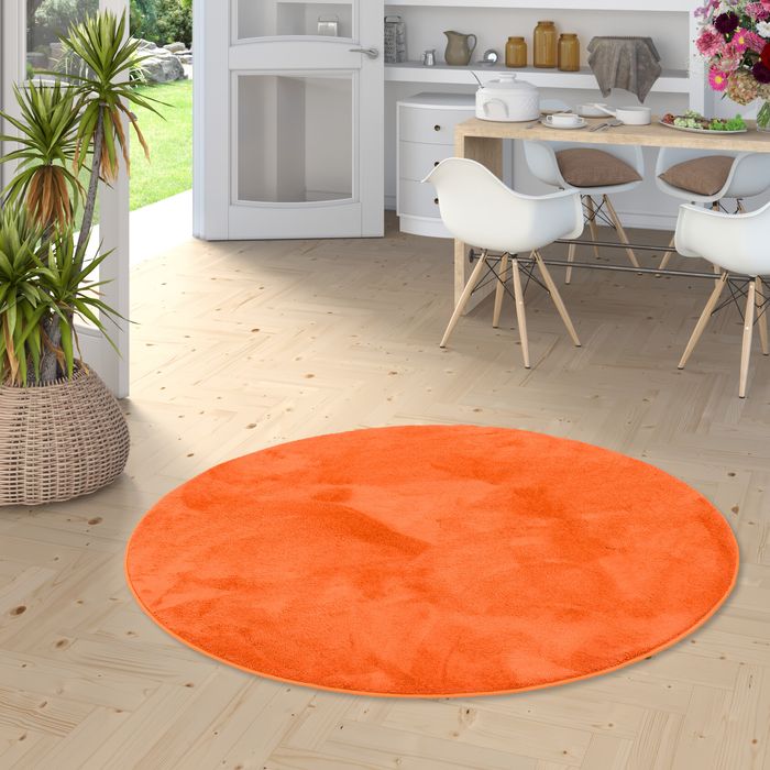 Palace - Tapis Shaggy à poils longs - Curry - Rond