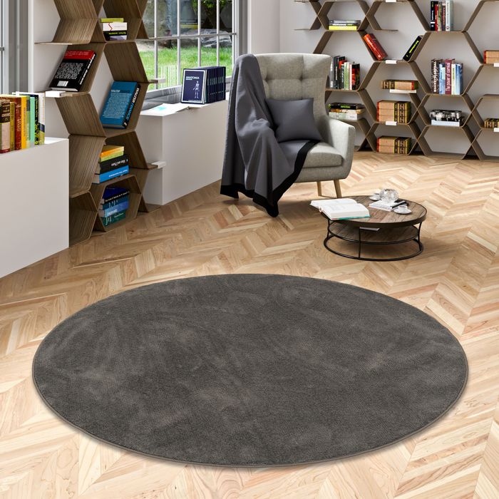 Palace - Tapis Shaggy à poils longs - Curry - Rond
