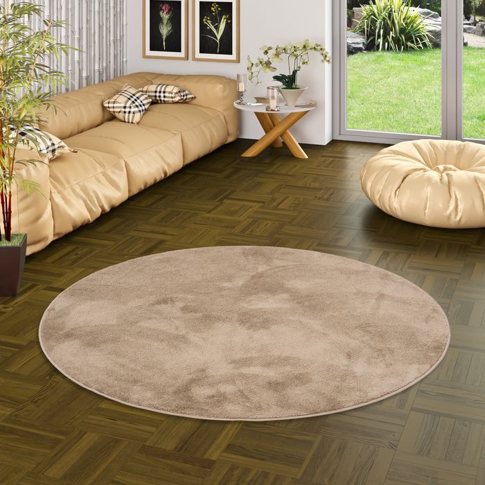 Palace - Tapis Shaggy à poils longs - Curry - Rond