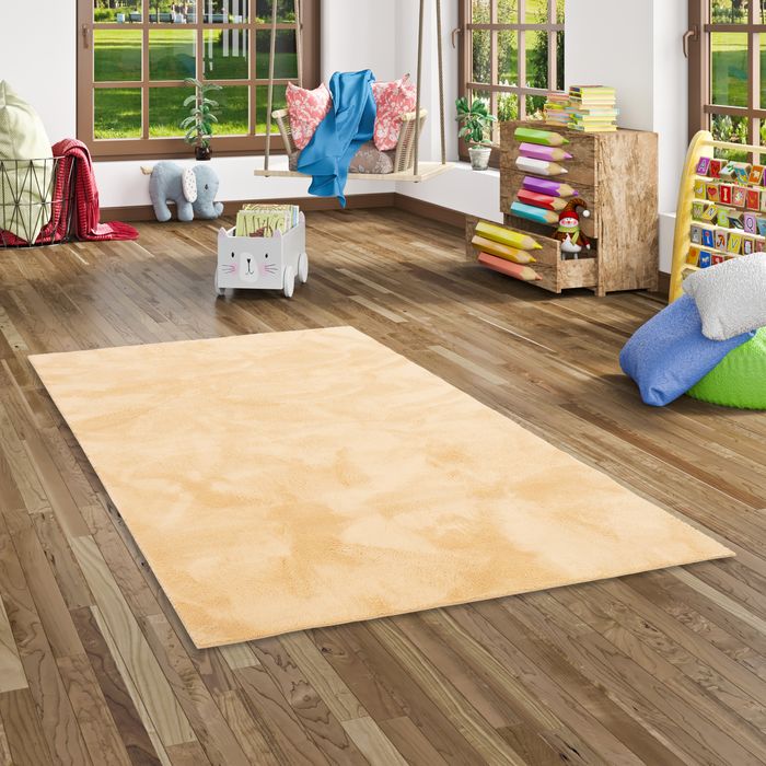 Pearl Kids - Tapis pour enfants et adolescents - Tapis en fourrure synthétique super douce - Jaune