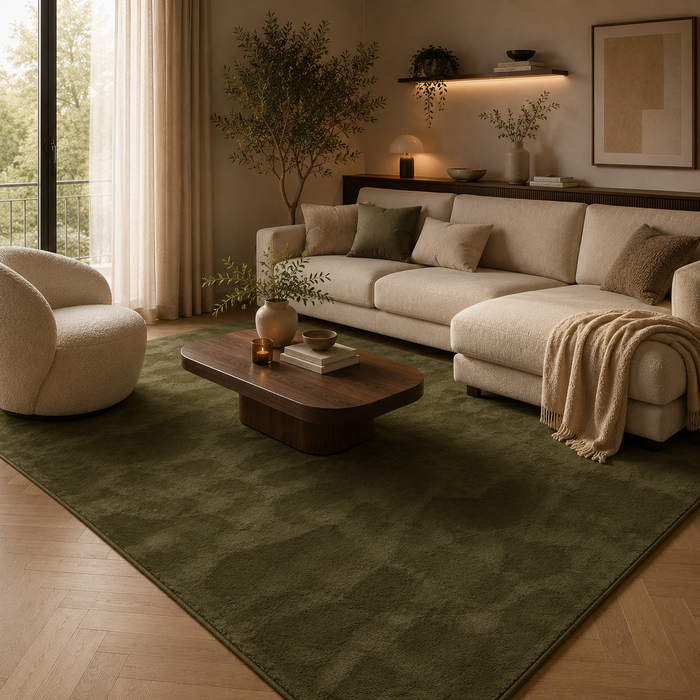Tapis Fausse Fourrure Luxe Ultra Doux Pearl Vert Sapin