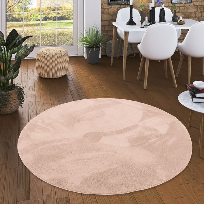 Pearl - Tapis de luxe en fourrure synthétique super douce - Vieux Rose - Rond