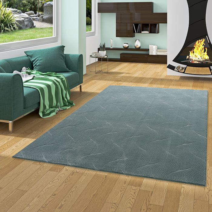 Luxueux tapis en fausse fourrure ultra doux glamour moderne vert vagues