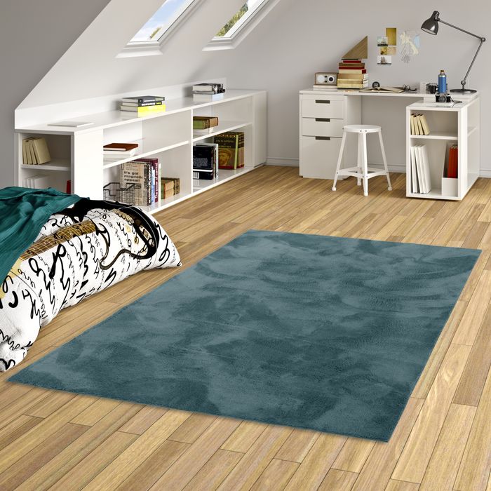 Pearl Kids - Tapis pour enfants et adolescents - Tapis en fourrure synthétique super douce - bleu gris