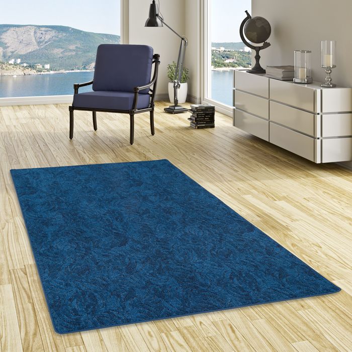 Frieda - Tapis Shaggy à poils Longs découpage des contours - bleu