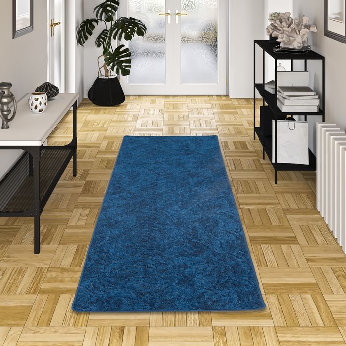 Konturenschnitt Hochflor Langflor Teppich Läufer Frieda Blau