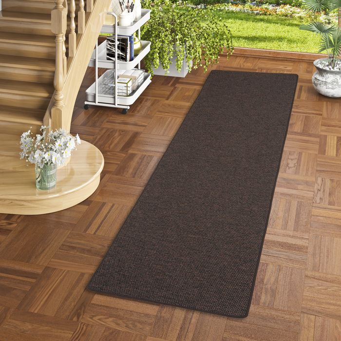 Tapis long couloir Plat Marron Foncé