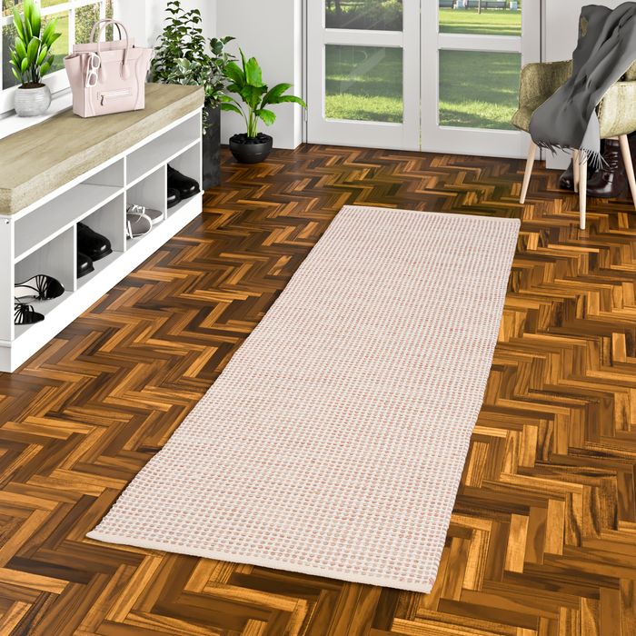 Kelim Sandy - chemin de tapis naturel en coton - beige Moderne