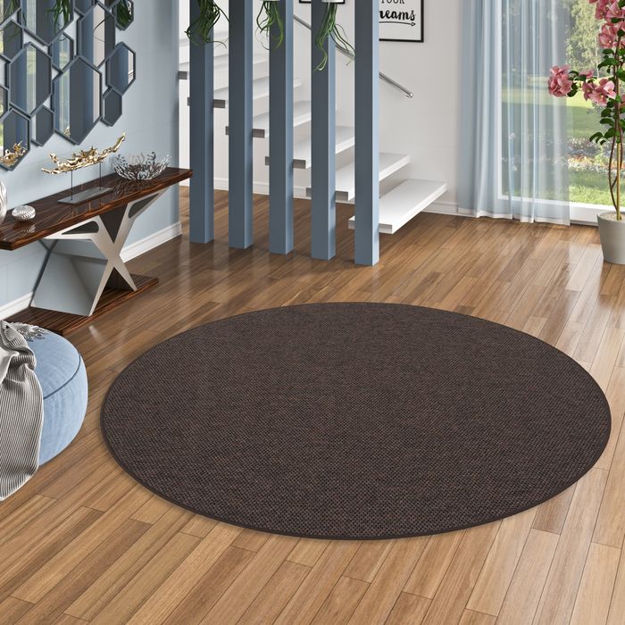 Teppich Flachgewebe Dunkelbraun Rund