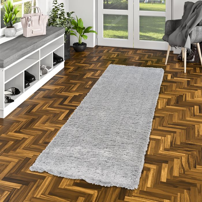 Luxus Hochflor Shaggy Teppich Läufer Dream Grau