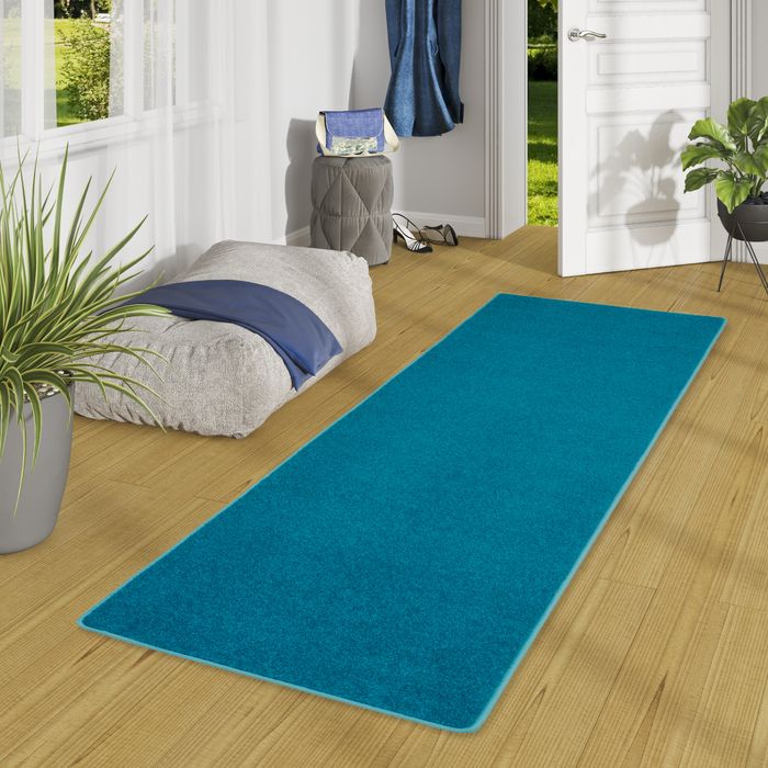 Velours Läufer Teppich Joy Petrol