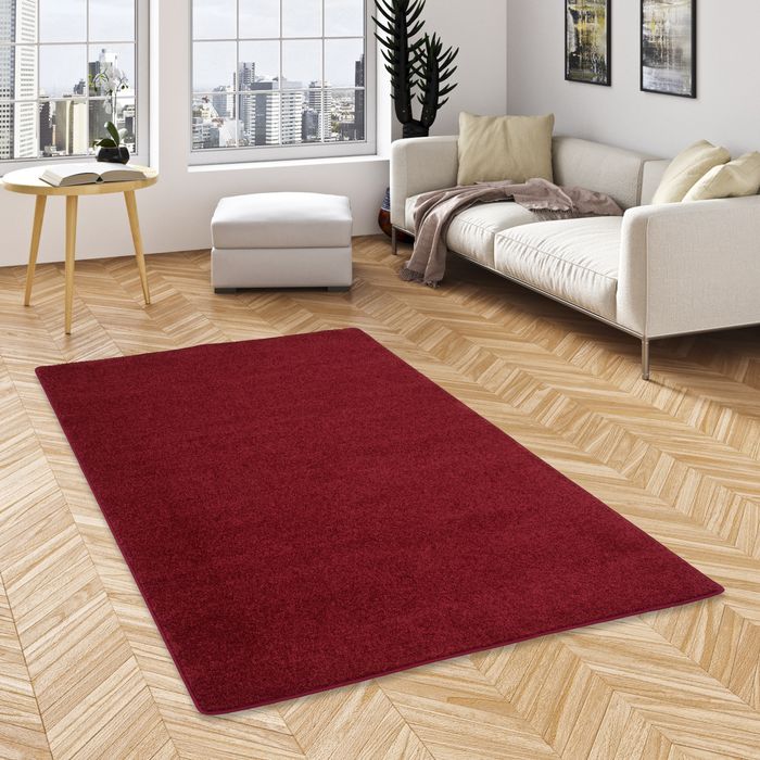 Hochflor Velours Teppich Mona Weinrot