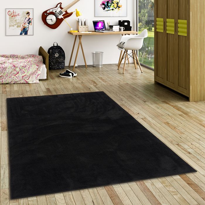 Super Soft Hochflor Langflor Teppich Melia Kids Schwarz