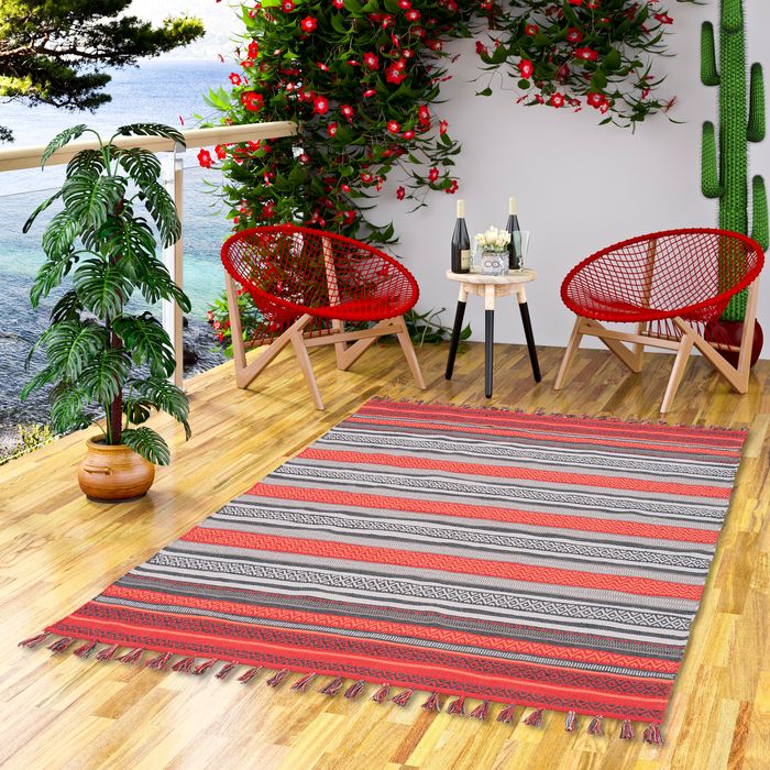 Tapis Naturel en Coton Grace Gris Rouille