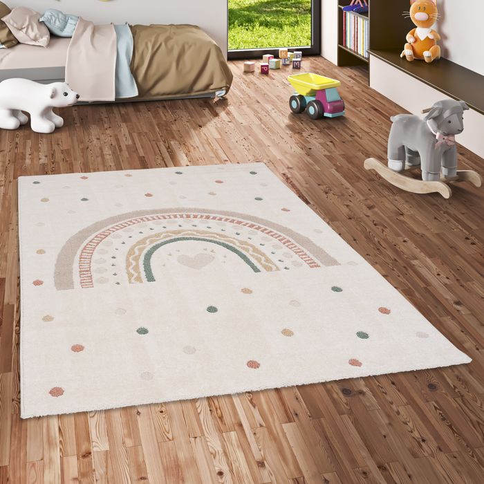 Kinder Teppich Happy Kids Rainbow Creme