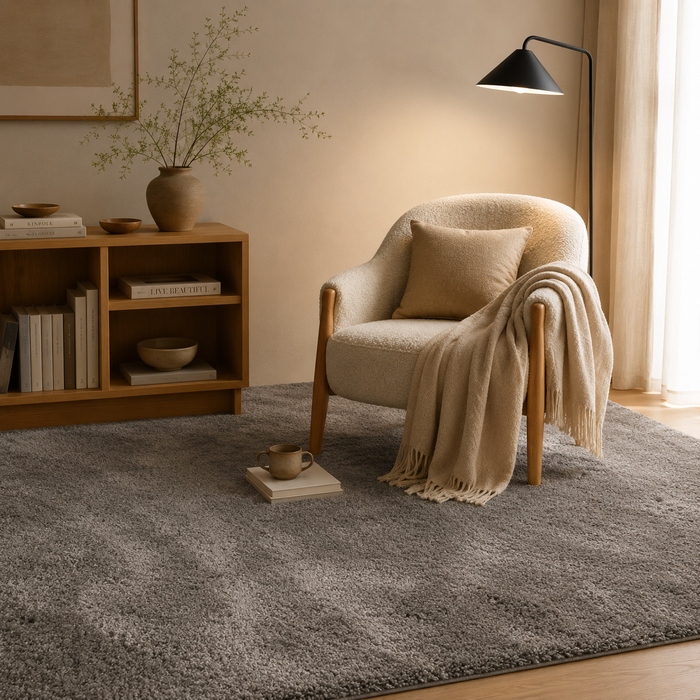 Luxus Super Soft Hochflor Teppich Silky Grau