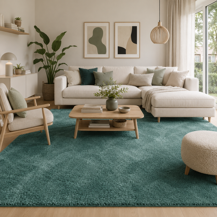 Luxus Super Soft Hochflor Teppich Silky Mintgrün