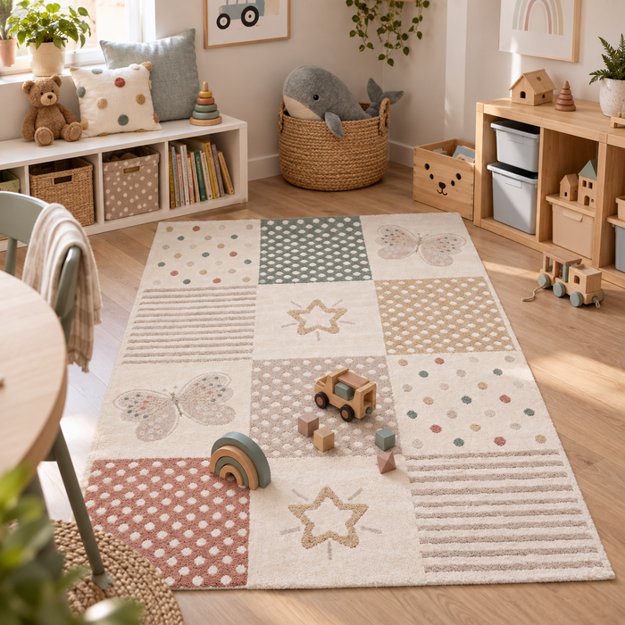 Kinder Teppich Happy Kids Butterfly Bunt