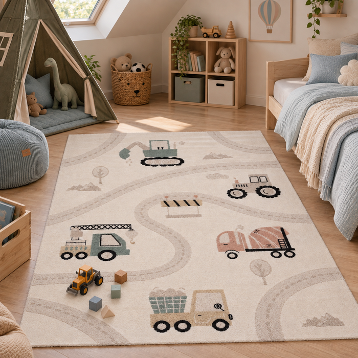 Kinder Teppich Happy Kids Baustelle