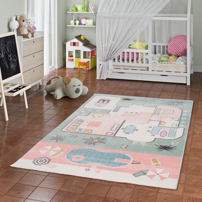 Tapis Enfant Maui Kids Maison de Poupées Rose