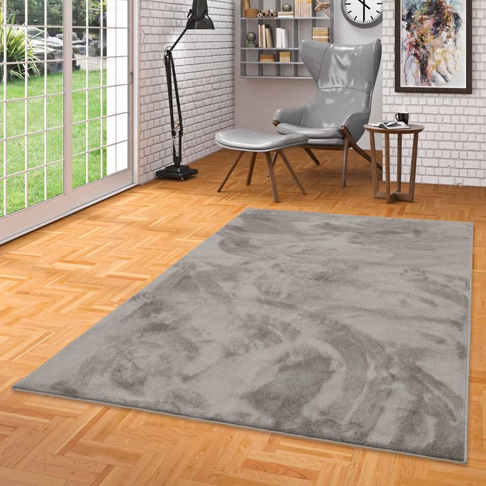 Luxus Super Soft Hochflor Langflor Teppich Deluxe Grau